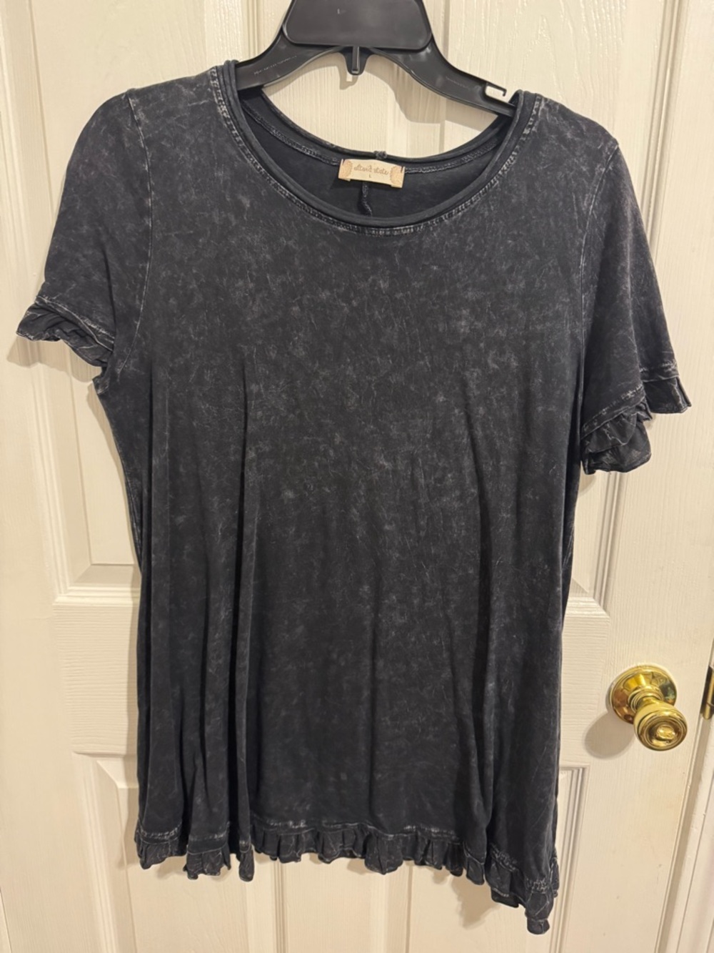 Altar'd State Washed Black Ruffle Tee